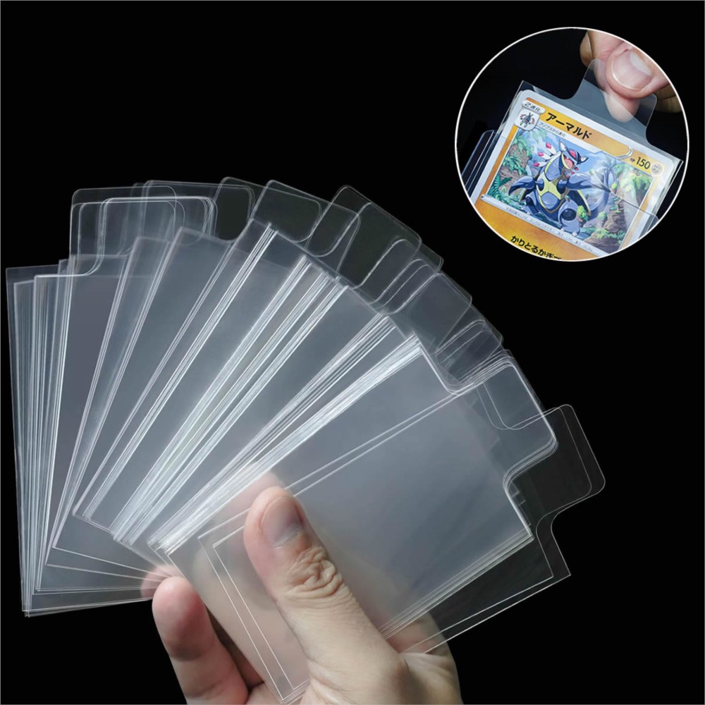 Collector Card Sleeve - 100-500Pcs Transparent Raised Tabbed Card Sleeves