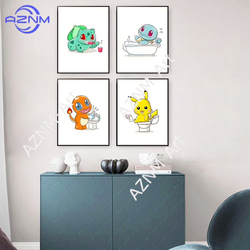 Pokemon Cartoon Funny Canvas P - đánh giá và giá Anime Merchandise Posters